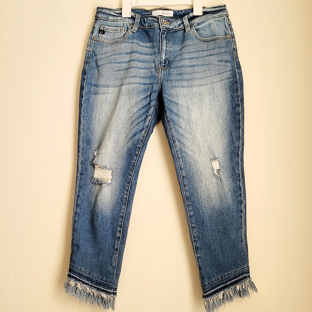 KanCan Jeans Distressed Fray Hem Ankle Size 13/30 Blue 144635 - Picture 2 of 11